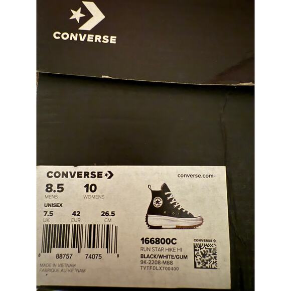 NEW Converse Run Star Hike High Black Unisex Size 8.5M / 10W 166800C - Picture 6 of 6